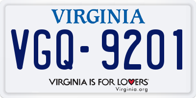 VA license plate VGQ9201