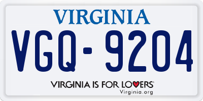 VA license plate VGQ9204