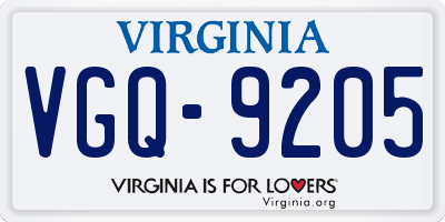 VA license plate VGQ9205