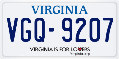 VA license plate VGQ9207