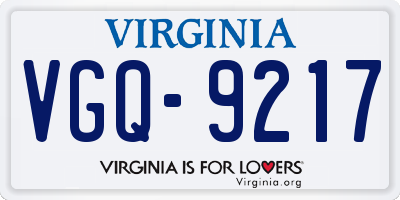 VA license plate VGQ9217