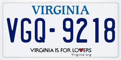 VA license plate VGQ9218