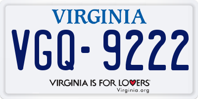 VA license plate VGQ9222