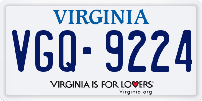 VA license plate VGQ9224
