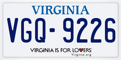 VA license plate VGQ9226