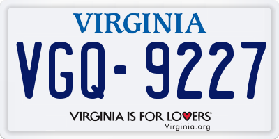 VA license plate VGQ9227