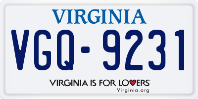 VA license plate VGQ9231