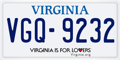 VA license plate VGQ9232