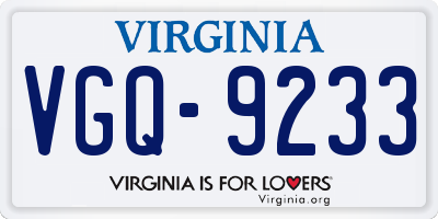 VA license plate VGQ9233