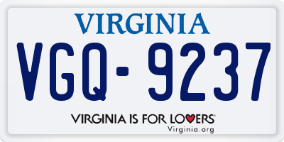 VA license plate VGQ9237