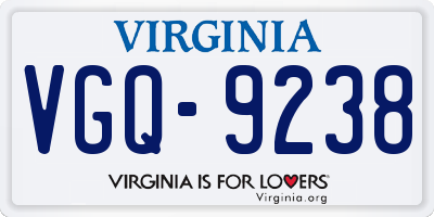 VA license plate VGQ9238