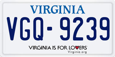 VA license plate VGQ9239
