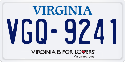 VA license plate VGQ9241