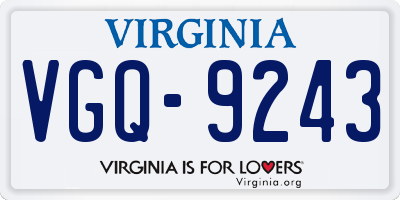 VA license plate VGQ9243