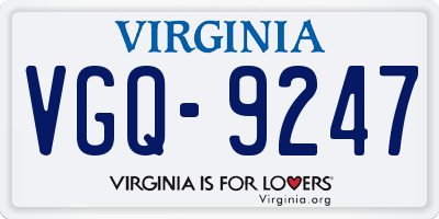 VA license plate VGQ9247