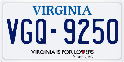 VA license plate VGQ9250