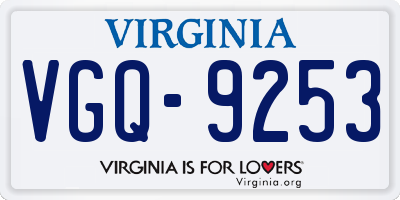 VA license plate VGQ9253