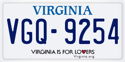 VA license plate VGQ9254