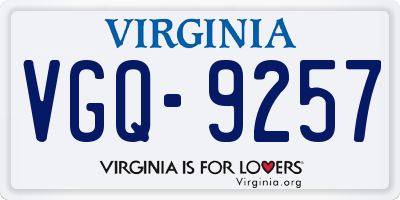 VA license plate VGQ9257