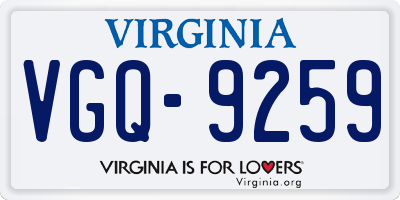 VA license plate VGQ9259