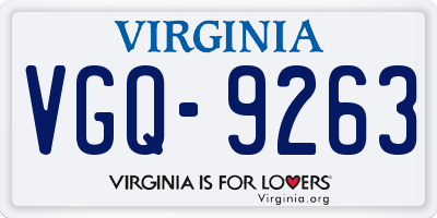 VA license plate VGQ9263