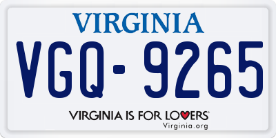 VA license plate VGQ9265