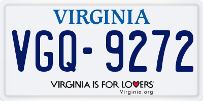VA license plate VGQ9272