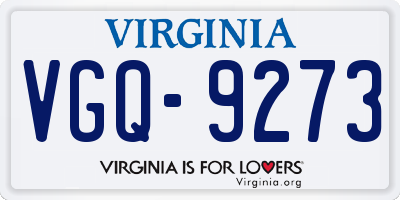 VA license plate VGQ9273