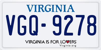 VA license plate VGQ9278