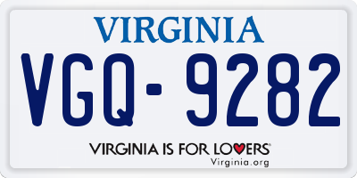 VA license plate VGQ9282