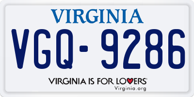 VA license plate VGQ9286