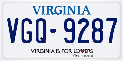 VA license plate VGQ9287