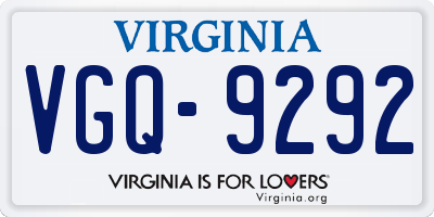 VA license plate VGQ9292