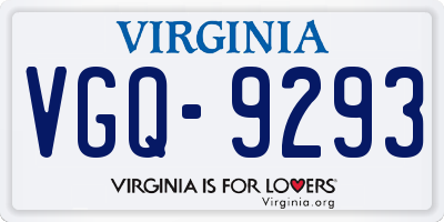 VA license plate VGQ9293