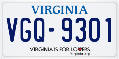 VA license plate VGQ9301