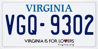 VA license plate VGQ9302