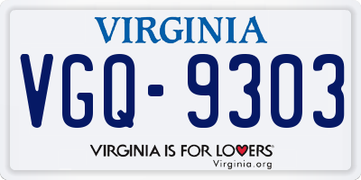 VA license plate VGQ9303