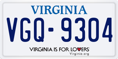 VA license plate VGQ9304