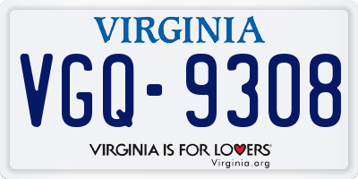 VA license plate VGQ9308