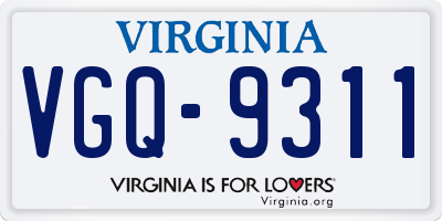 VA license plate VGQ9311