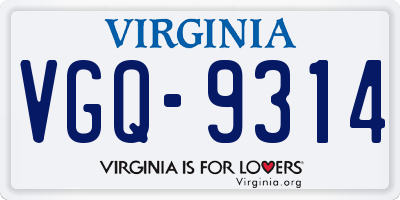 VA license plate VGQ9314