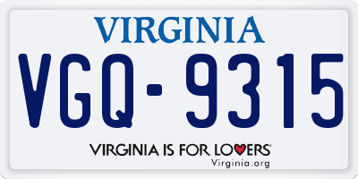 VA license plate VGQ9315