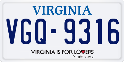 VA license plate VGQ9316