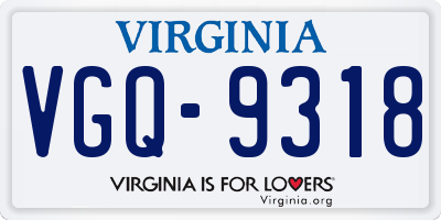 VA license plate VGQ9318