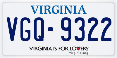 VA license plate VGQ9322