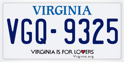 VA license plate VGQ9325
