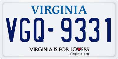 VA license plate VGQ9331