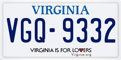 VA license plate VGQ9332