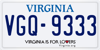 VA license plate VGQ9333