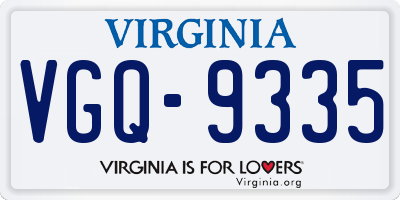 VA license plate VGQ9335